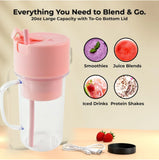 Portable Crusher Juicer With Handle & Straw – USB Rechargeable | 6 Stainless Steel Blades | 420ML | Fresh Juice & Smoothie Blender