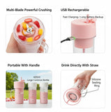Portable Crusher Juicer With Handle & Straw – USB Rechargeable | 6 Stainless Steel Blades | 420ML | Fresh Juice & Smoothie Blender