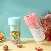 Portable Crusher Juicer With Handle & Straw β USB Rechargeable | 6 Stainless Steel Blades | 420ML | Fresh Juice & Smoothie Blender