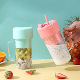 Portable Crusher Juicer With Handle & Straw – USB Rechargeable | 6 Stainless Steel Blades | 420ML | Fresh Juice & Smoothie Blender