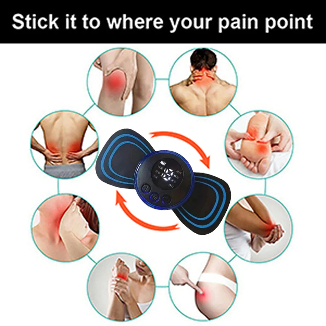 Rechargeable Mini Massager with 8 Modes - Electric Muscle Stimulator for Back Shoulder Pain Relief