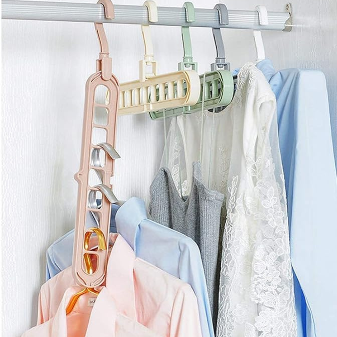 Space Saver Folding Hangers Pack of 3 - Multi-Functional Adjustable Clothes Storage Rack | Anti-Slip Portable Hangers