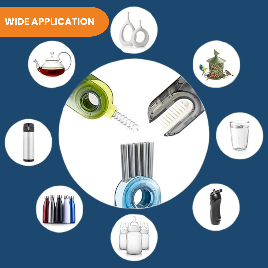 3-in-1 Bottle Gap Cleaner Brush Set – Pack of 2 | Deep Clean Cups & Crevices | Hygienic & Easy Wash