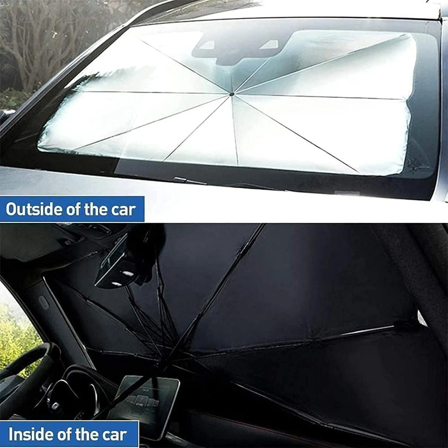Car Windshield Sun Shade Umbrella - Foldable UV Protection Sunshade | Universal Fit Auto Window Cover