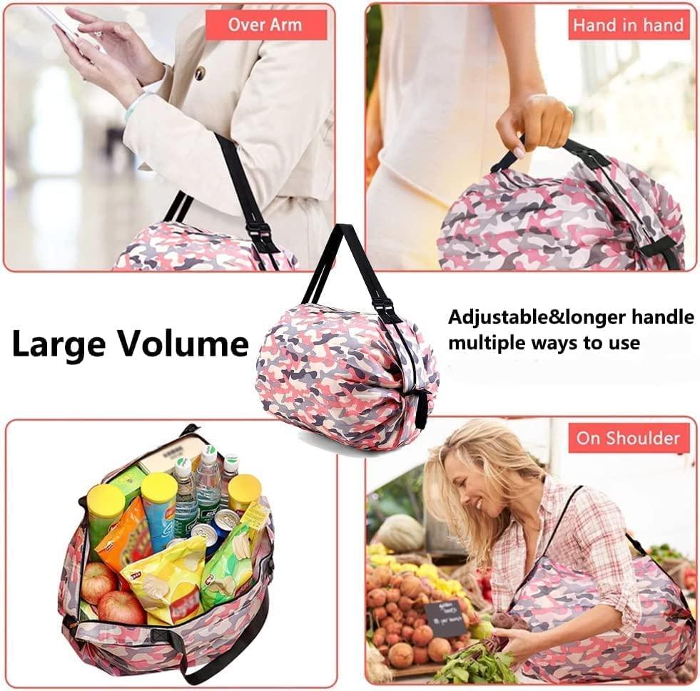 Reusable Foldable Shopping Bags - Waterproof Nylon Tote with Zipper | Lightweight Grocery Bag Set