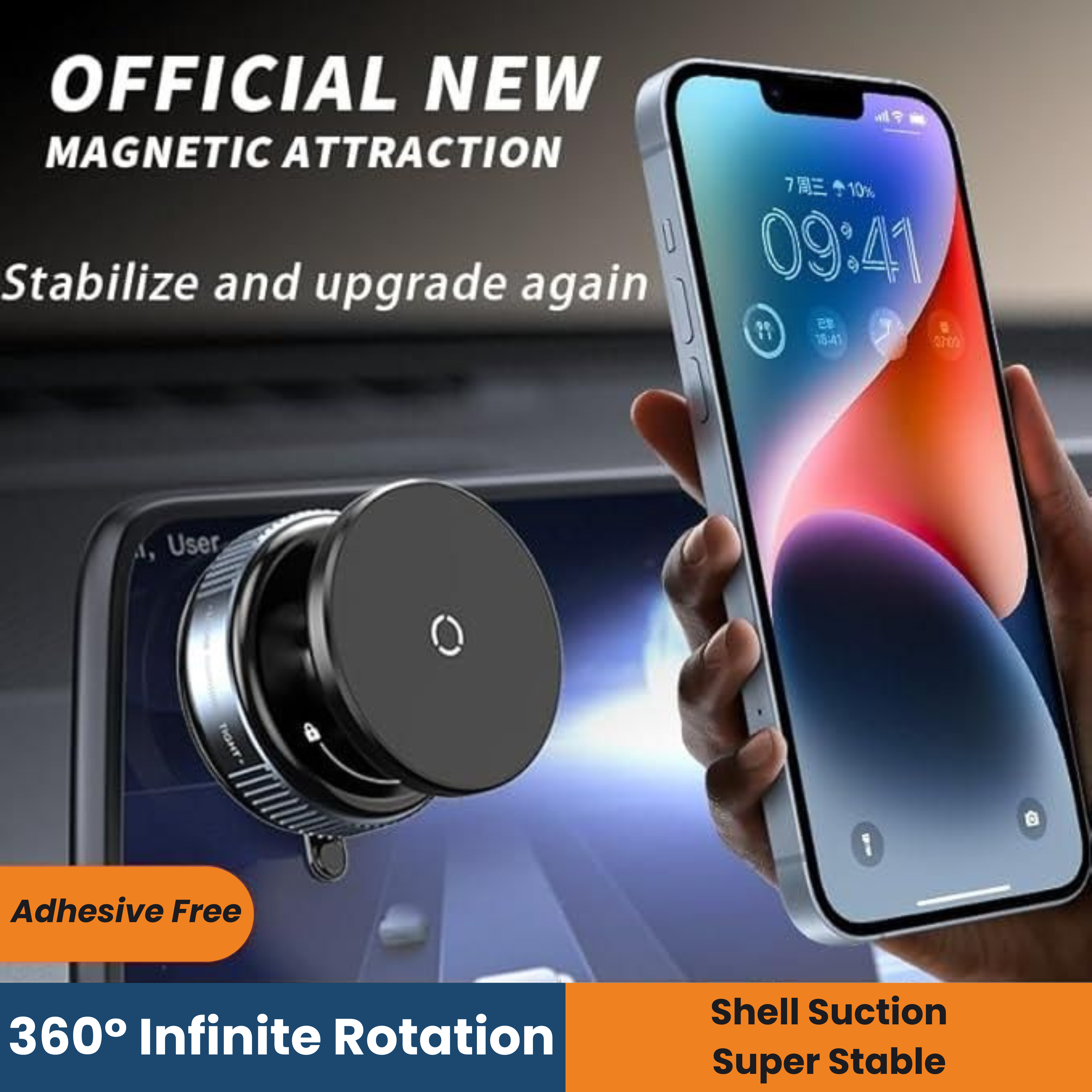 Magnetic Suction Phone Holder & Desk Phone Holder – 360° Grip, Strong Vacuum Base