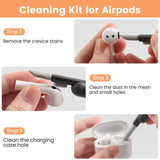 Electronics cleaning kit 7-in-1 organized in portable storage case with all cleaning tools visible
