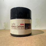 Jar of Sadoer Retinol Caffeine Anti Wrinkle Eye Cream on a beige surface with a light background