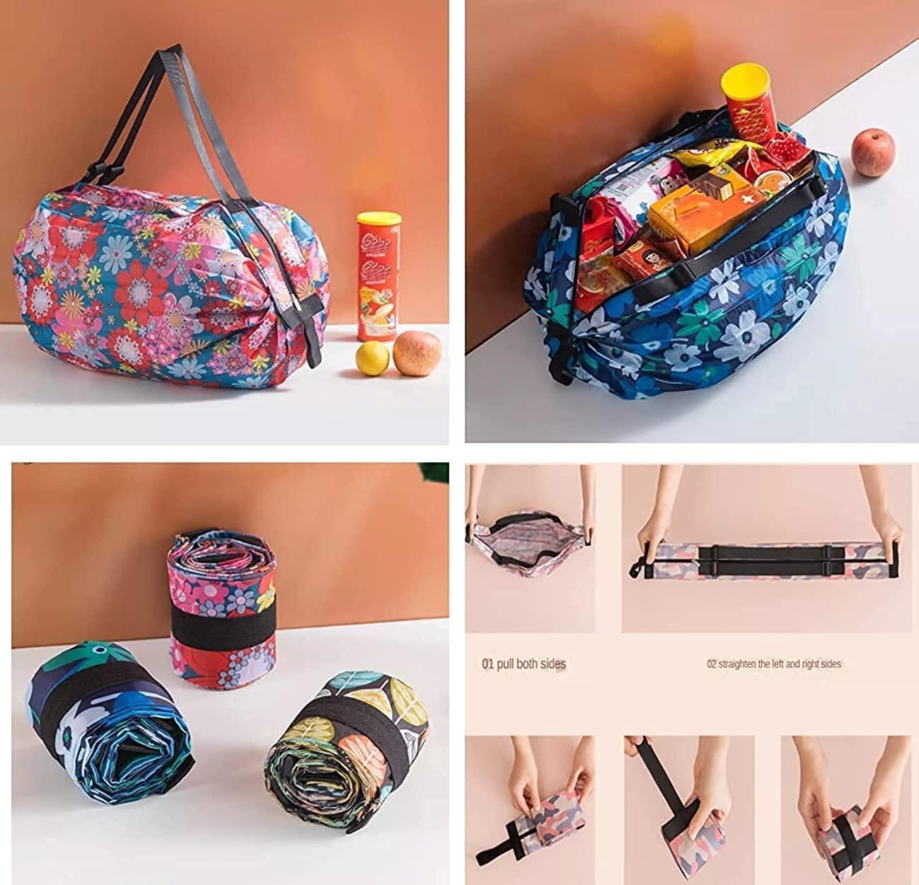 Reusable Foldable Shopping Bags - Waterproof Nylon Tote with Zipper | Lightweight Grocery Bag Set