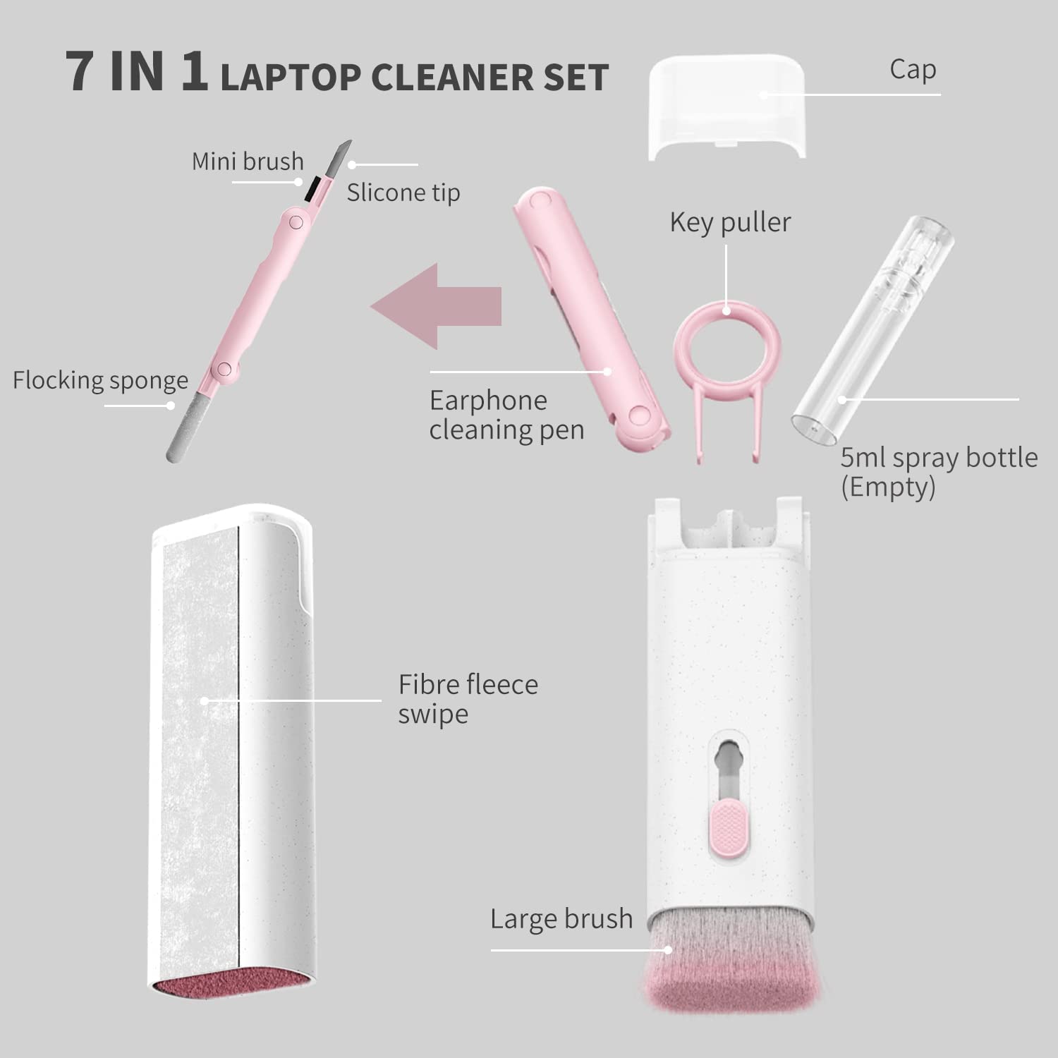 Electronics Cleaning Kit 7-in-1 with Brushes - Screen Cleaner for Phone Laptop AirPods | Tech Accessories