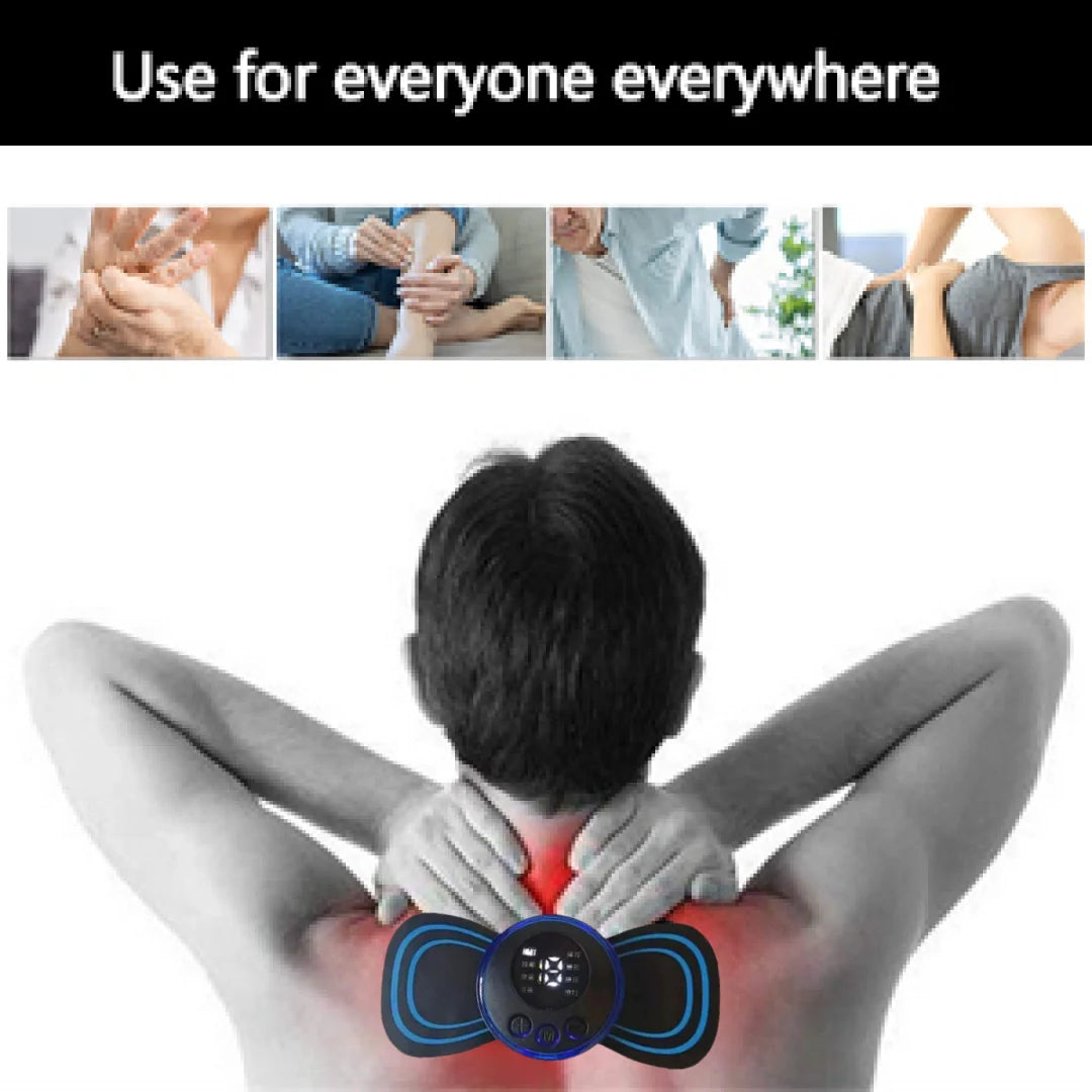 Rechargeable Mini Massager with 8 Modes - Electric Muscle Stimulator for Back Shoulder Pain Relief