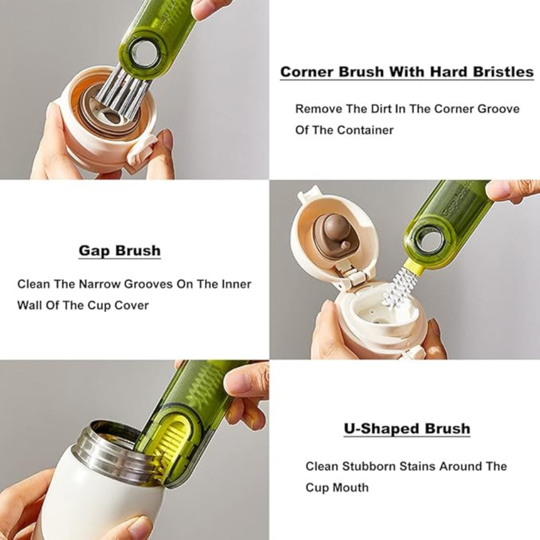 3-in-1 Bottle Gap Cleaner Brush Set – Pack of 2 | Deep Clean Cups & Crevices | Hygienic & Easy Wash