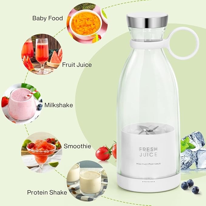 Portable Mini Juicer Bottle Electric - Personal Blender USB Rechargeable | Travel Smoothie Maker