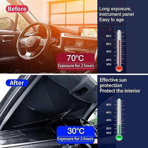 Car Windshield Sun Shade Umbrella - Foldable UV Protection Sunshade | Universal Fit Auto Window Cover