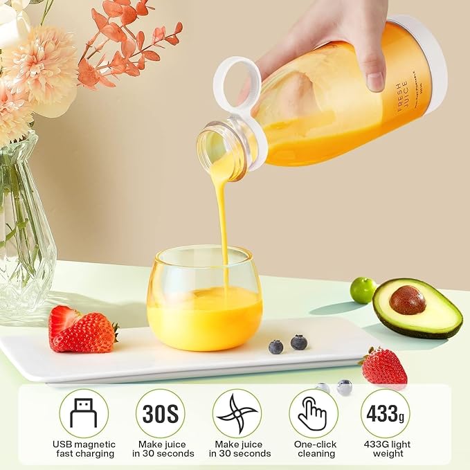 Portable Mini Juicer Bottle Electric - Personal Blender USB Rechargeable | Travel Smoothie Maker