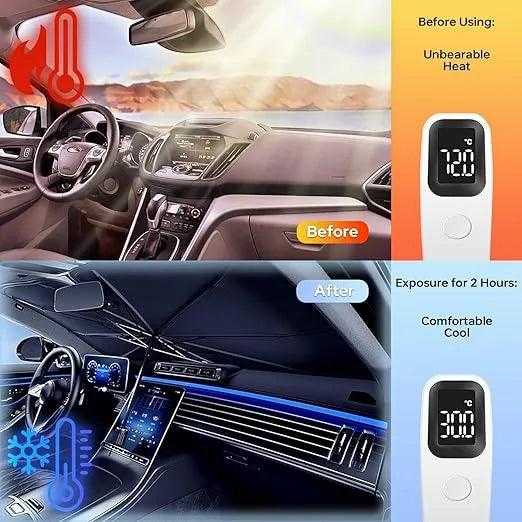 Car Windshield Sun Shade Umbrella - Foldable UV Protection Sunshade | Universal Fit Auto Window Cover