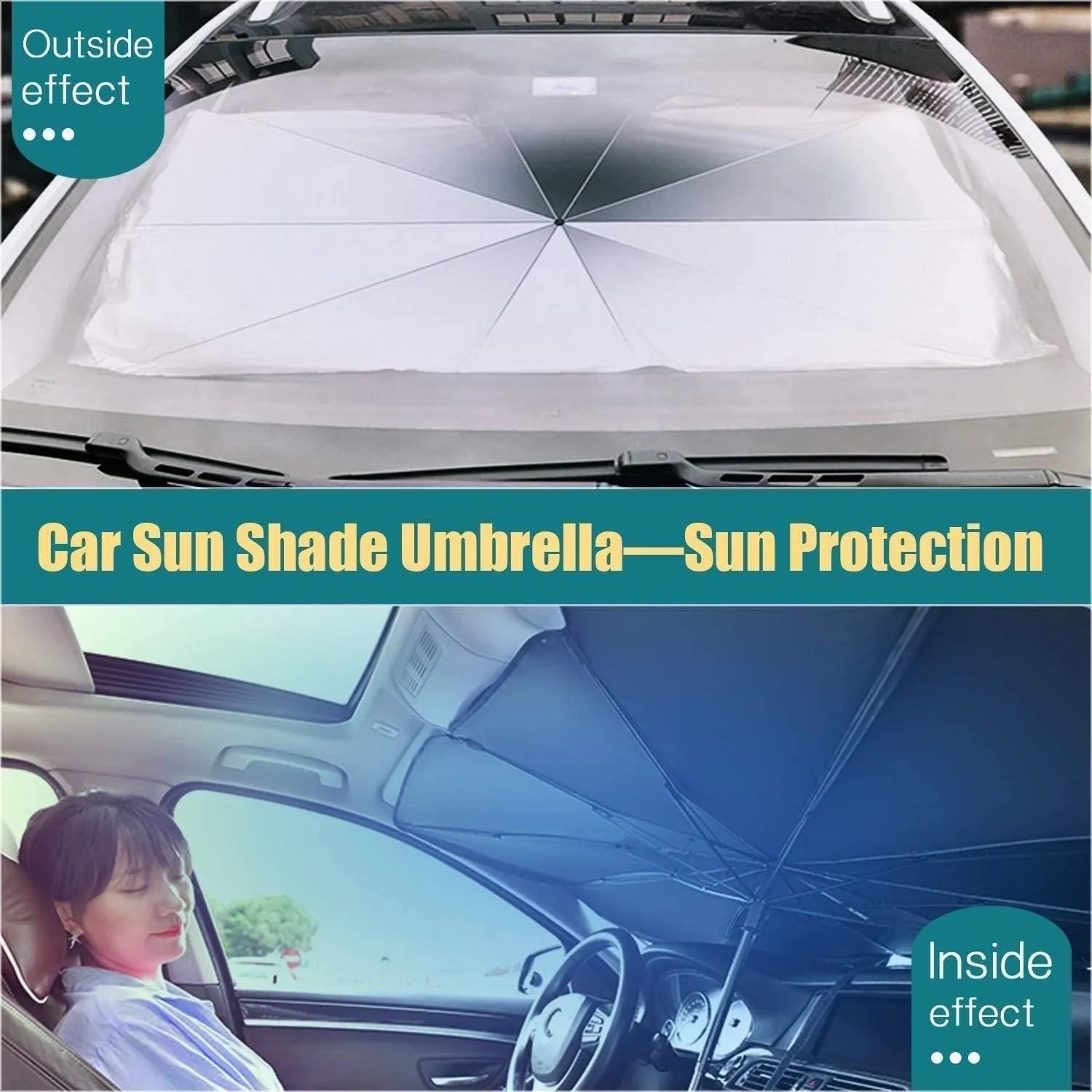 Car Windshield Sun Shade Umbrella - Foldable UV Protection Sunshade | Universal Fit Auto Window Cover