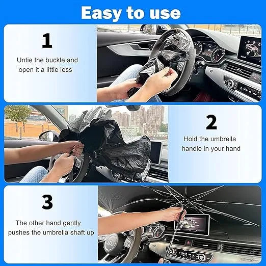 Car Windshield Sun Shade Umbrella - Foldable UV Protection Sunshade | Universal Fit Auto Window Cover