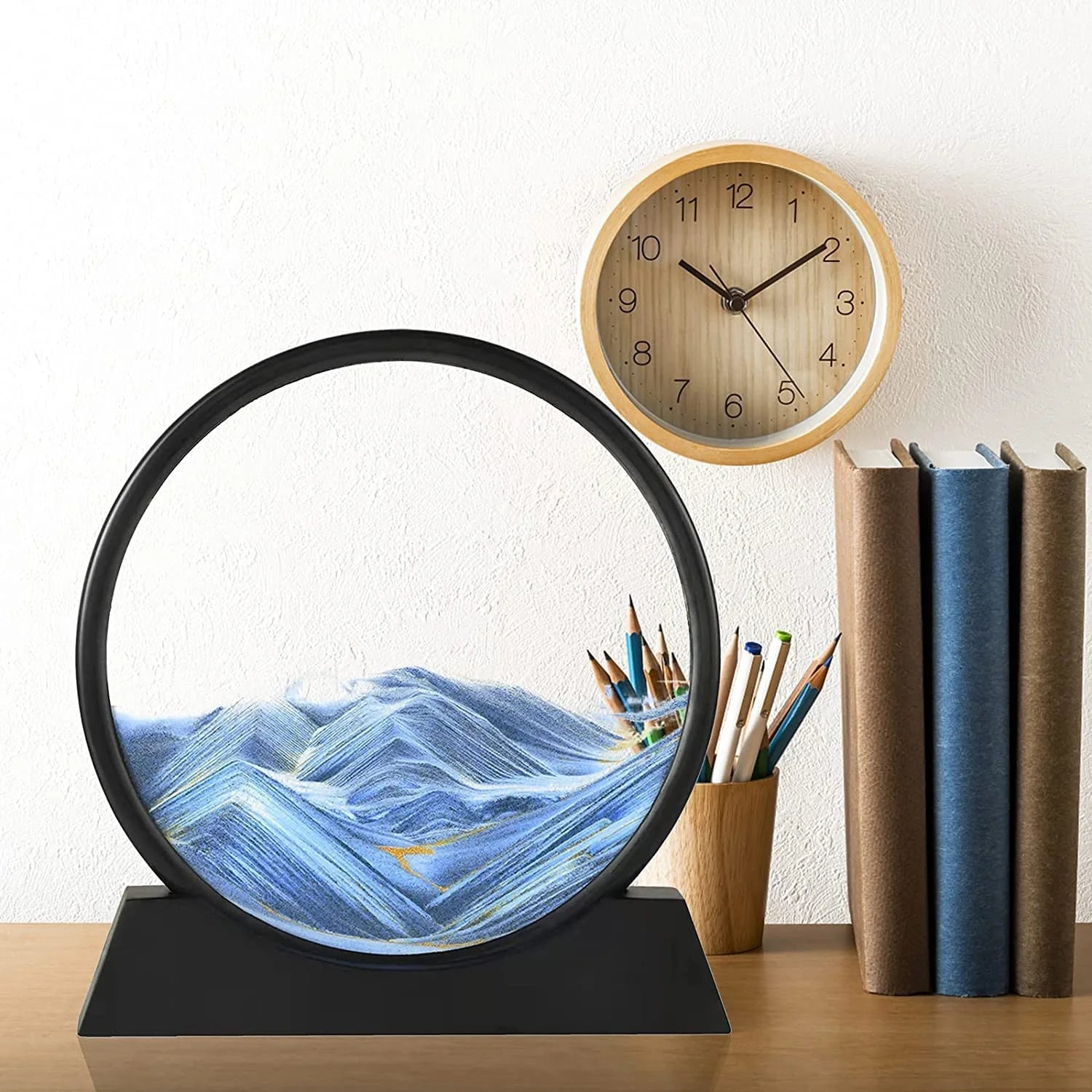 3D Moving Sand Art Picture Frame - Deep Sea Flowing Sandscape Liquid Motion Decor for Home & Office | Relaxing Desktop Ornament & Unique Gift for Kids & Adults
