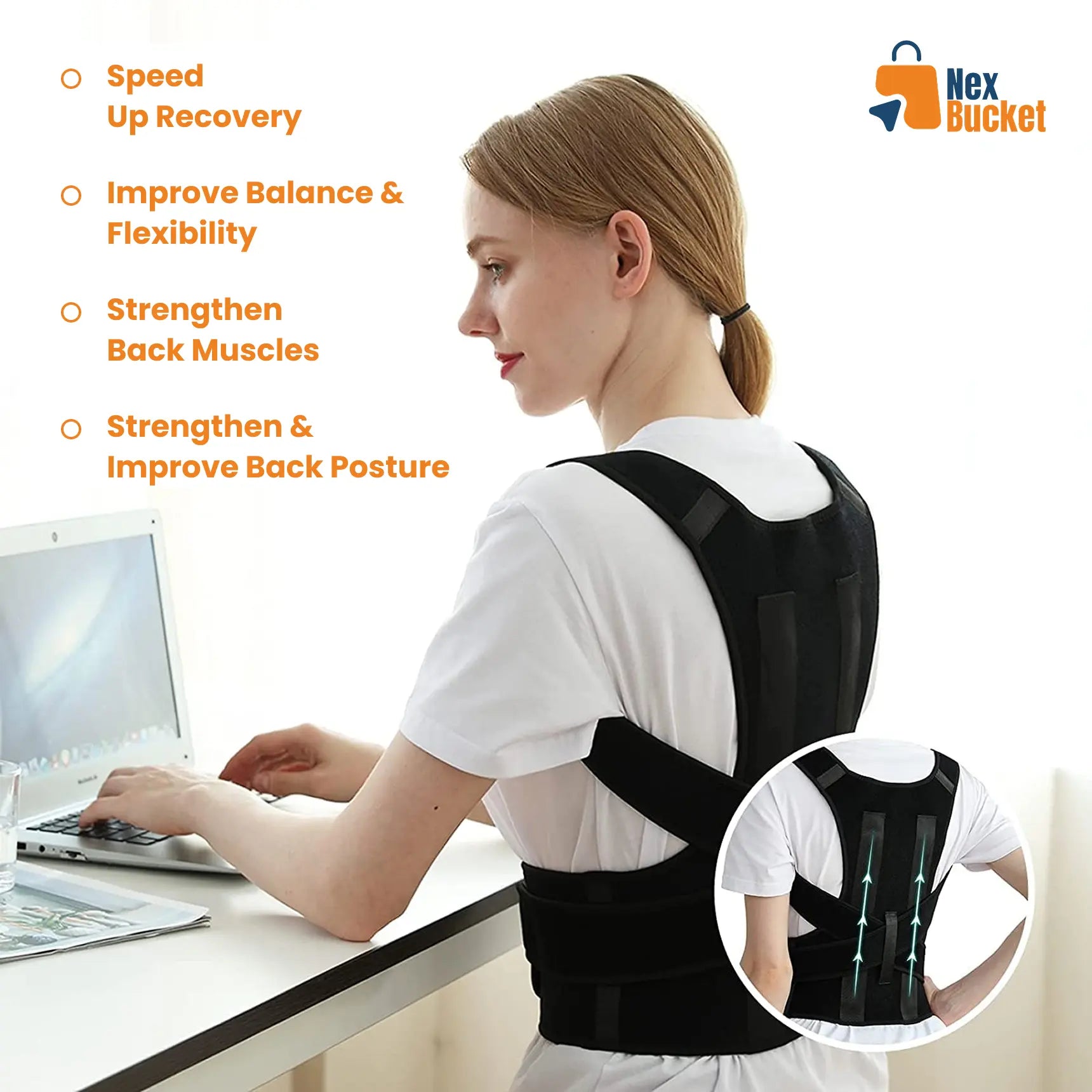 Adjustable Posture Corrector Belt for Back Support & Pain Relief | Unisex Spine Alignment Brace | Imported fabric | Sweat free