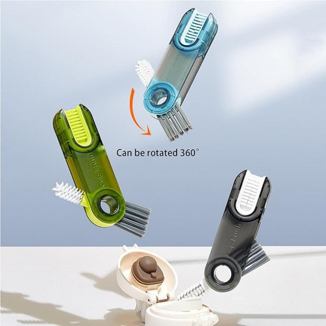 3-in-1 Bottle Gap Cleaner Brush Set – Pack of 2 | Deep Clean Cups & Crevices | Hygienic & Easy Wash