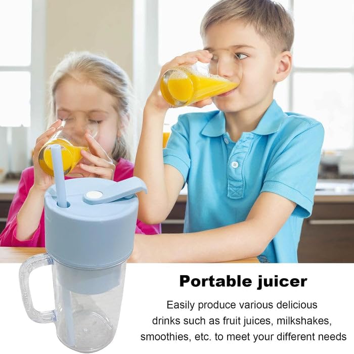 Portable Crusher Juicer With Handle & Straw – USB Rechargeable | 6 Stainless Steel Blades | 420ML | Fresh Juice & Smoothie Blender