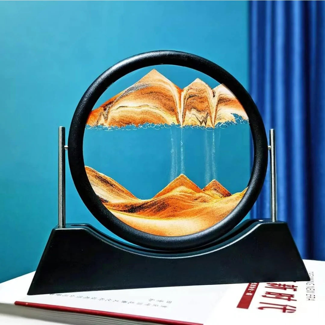 3D Moving Sand Art Picture Frame - Deep Sea Flowing Sandscape Liquid Motion Decor for Home & Office | Relaxing Desktop Ornament & Unique Gift for Kids & Adults