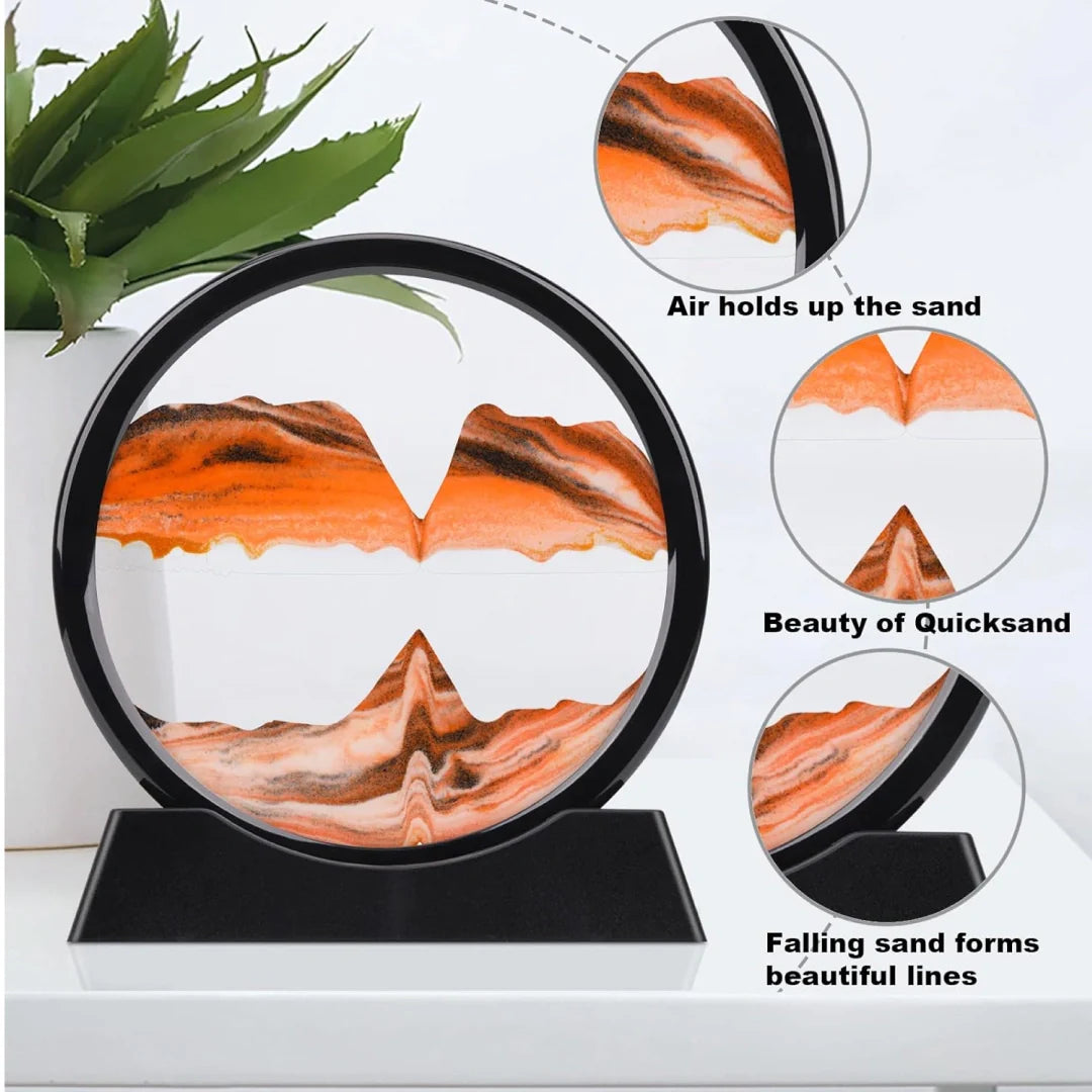 3D Moving Sand Art Picture Frame - Deep Sea Flowing Sandscape Liquid Motion Decor for Home & Office | Relaxing Desktop Ornament & Unique Gift for Kids & Adults