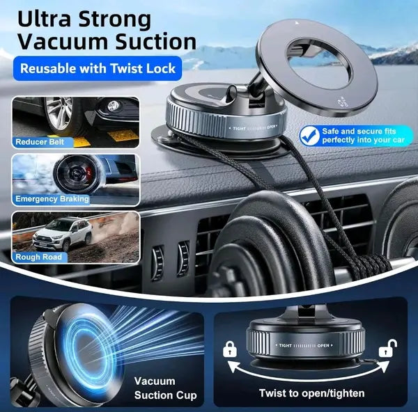 Vacuum Suction Magnetic Bracket Phone Holder - Universal Wall Mount Stand | Hands-Free Mobile Holder