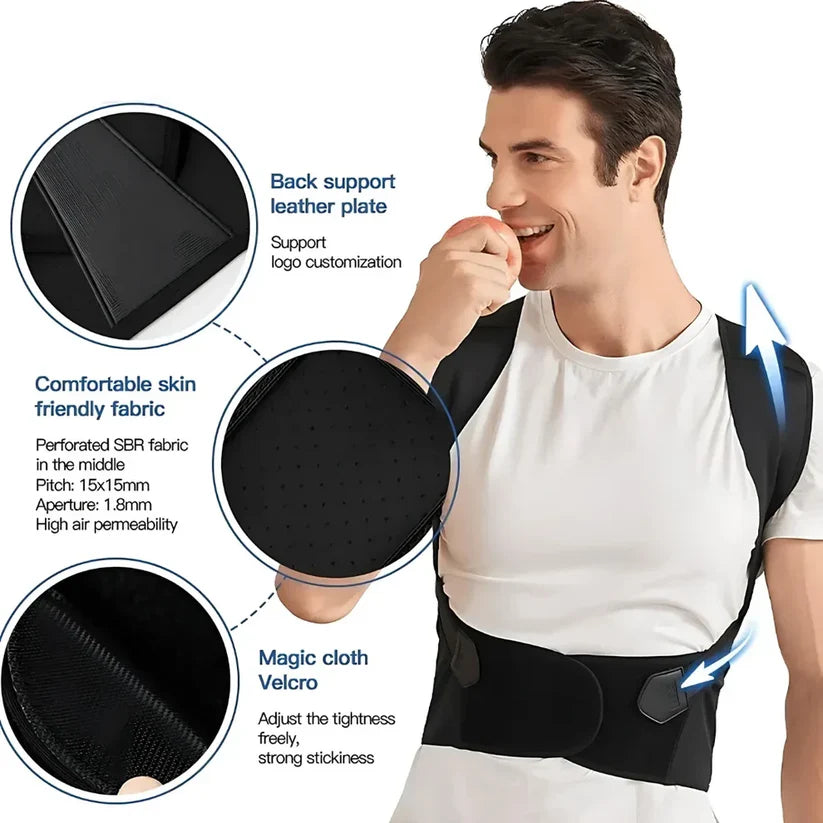 Adjustable Posture Corrector Belt for Back Support & Pain Relief | Unisex Spine Alignment Brace | Imported fabric | Sweat free
